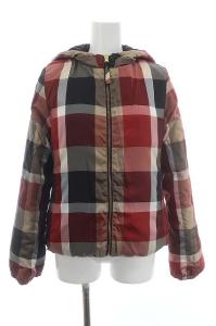 BLUE LABEL CRESTBRIDGE リバーシブル ダウンジャケット ジップアップ チェック柄 アウター 38 黒 ブラック マルチカラー