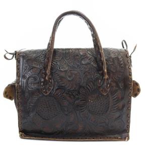 CARVING TRIBES レザー トートバッグ ハンドバッグ 茶色 ブラウン