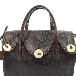 CARVING TRIBES レザー トートバッグ ハンドバッグ 茶色 ブラウン