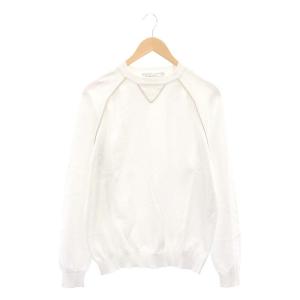 クルーネックスウェット トレーナー ニット 長袖 M 白 ホワイト グレージュ