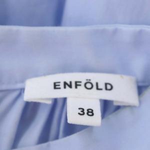 ENFOLD ハイカウントタイプライターラウンドヘムシャツ チュニック 長袖 バンドカラー 38 ライトブルー