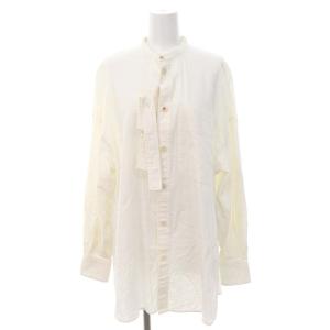 22AW バンドカラーウール混ロングスリーブシャツ 長袖 チュニック 38 オフホワイト