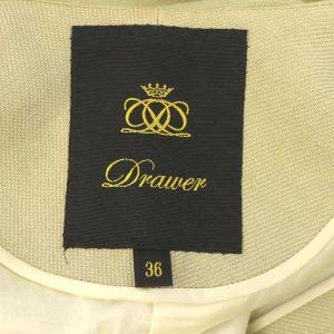Drawer ドロップスリーブジャケット ノーカラー 総裏地 リネン 36 ベージュ