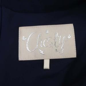 Chesty パールネック半袖ワンピース ロング ミモレ レース 1 紺 ネイビー