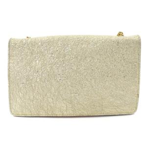 Chloe チェーン ショルダーバッグ レザー 切替 ロゴ サーモンピンク ゴールド色