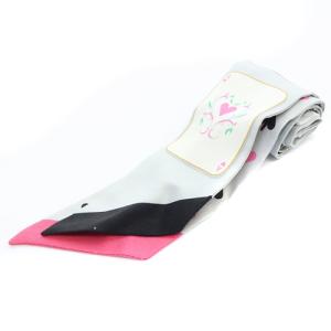 Jeu De Cartes カードゲーム トランプ柄 ツイリースカーフ シルク ライトグレー