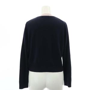 ANAYI 配色カーディガン ニット 長袖 ウール バイカラー 38 M 紺 ネイビー