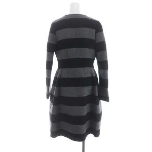 MAX&CO. ボーダーコート アウター ロング ノーカラー ジップアップ ウール 42 グレー 黒 ブラック