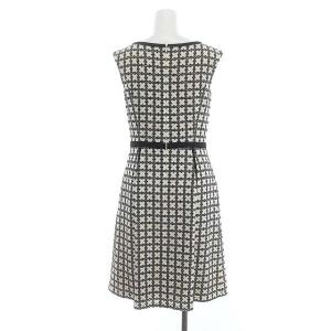 TOCCA 刺繍ワンピース 膝丈 ノースリーブ 総柄 ウール 0 黒 オフホワイト ブラウンベージュ