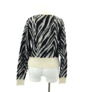 N°21 22年製 モヘア ゼブラ柄 カーディガン セーター ニット フロントボタン 長袖 ウール 黒 ブラック 白 ホワイト