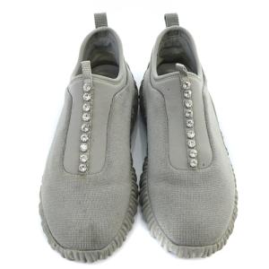 miumiu ラインビジュー スリッポンスニーカー 38 25cm グレー 5S375D