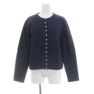 スナップボタン 裏起毛 カーディガン スウェット 長袖 1 紺 ネイビー
