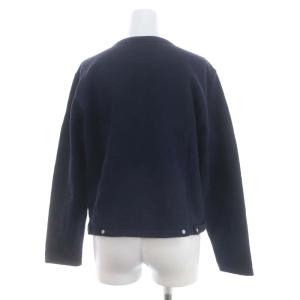 agnes b. スナップボタン 裏起毛 カーディガン スウェット 長袖 1 紺 ネイビー