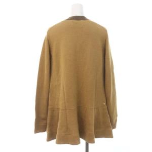 MUVEIL ビジュー ファー Vネックフレアカーディガン 長袖 ニット ウール 38 ダークベージュ