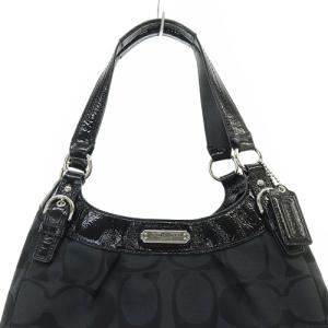 COACH シグネチャー ハンドバッグ トートバッグ 切替 黒 ブラック F19445