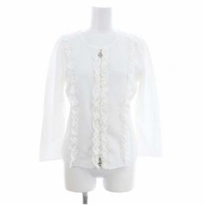  ジップアップニット カメリアジップ カーディガン 九分袖 40 白 ホワイト