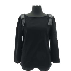 肩リボン カットソー 七分袖 40 黒 ブラック