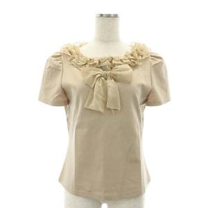 半袖カットソー フリル リボン 40 ベージュ
