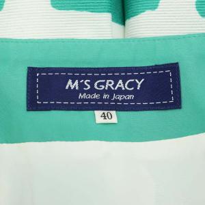 M'S GRACY フレアスカート ブロックデザイン ひざ丈 40 緑 白 グリーン ホワイト