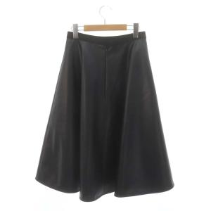 M'S GRACY フェイクレザースカート フレア ミモレ丈 ロング 38 黒 ブラック