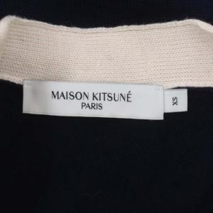 Maison Kitsuné 23AW フォックスパッチバイカラークラシックカーディガン XS ネイビー