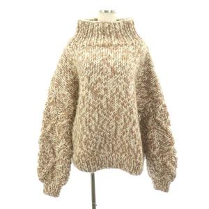 ×I Love Mr Mittens ニット セーター 長袖 ハイネック ウール M アイボリー ピンクベージュ