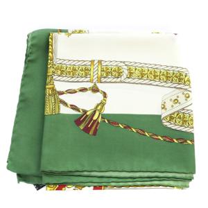 CELINE ヴィンテージ シルク スカーフ 緑 グリーン 白 ホワイト