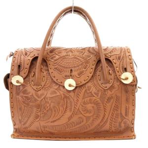 マエストラ Maestra M ハンドバッグ レザー 茶色 ブラウン