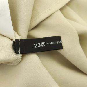 23区 vingt-trois 22AW バイカラーブラウス 長袖 前開き 38 ライトベージュ 濃紺 ダークネイビー