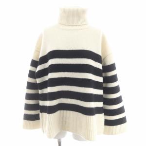 22AW  Wide border ニット セーター タートルネック ワイドボーダー ウール カシミヤ混 長袖 オフホワイト