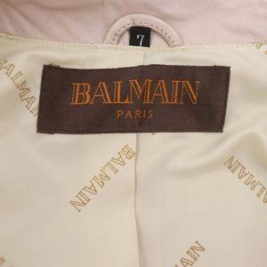 BALMAIN レザー ノーカラージャケット ノーカラー 羊革 7 S ピンク
