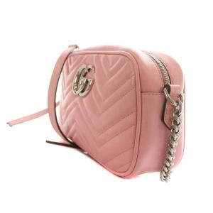 GUCCI 447632 520981 GGマーモント キルティング ショルダーバッグ レザー ピンク