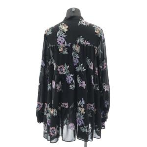 GRACE CONTINENTAL 22AWフラワー刺繍ティアードトップス ブラウス 長袖 シアー シースルー 36 S 黒 ブラック