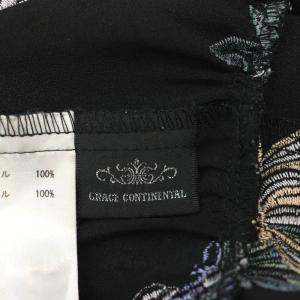 GRACE CONTINENTAL 22AWフラワー刺繍ティアードトップス ブラウス 長袖 シアー シースルー 36 S 黒 ブラック