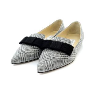 GALA フラットシューズ パンプス ポインテッドトゥ リボン 34 21cm シルバー色 黒 ブラック