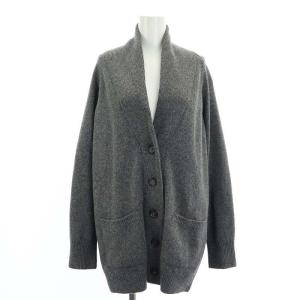 ウール ショールカラー カーディガン 厚手 長袖 カシミヤシルク紺 F ダークグレー