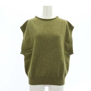 WOOL CASHMERE ニットベスト プルオーバー ウール カシミヤ混 2 オリーブ
