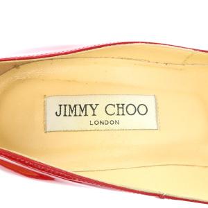JIMMY CHOO パンプス ポインテッドトゥ ピンヒール パテントレザー 38.5 25.5cm 赤 レッド