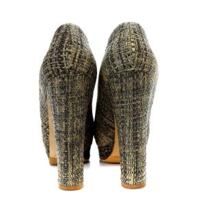 CHANEL パンプス ハイヒール プラットフォーム ココマーク 38.5 25.5cm グレー