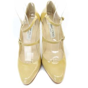JIMMY CHOO エナメル ストラップパンプス ピンヒール 39.5 26.5cm べージュ