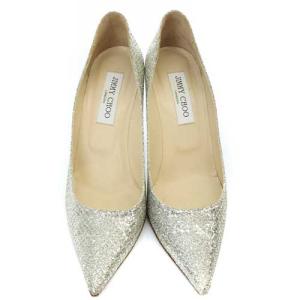 JIMMY CHOO グリッター パンプス ピンヒール ポインテッドトゥ 39 26cm シルバー色