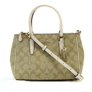 ハンドバッグ ショルダーバッグ 2way レザー シグネチャー ベージュ 白 ホワイト F67027