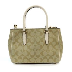 COACH ハンドバッグ ショルダーバッグ 2way レザー シグネチャー ベージュ 白 ホワイト F67027