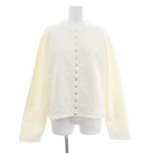 カーディガンプレッションCARDIGAN 長袖 フロントボタン 裏起毛 コットン 3  L 白 ホワイト