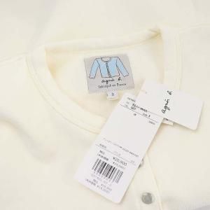 agnes b. カーディガンプレッションCARDIGAN 長袖 フロントボタン 裏起毛 コットン 3  L 白 ホワイト