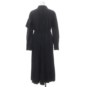 CELFORD ×MIKA 21AW ラッフルスリーブプリーツワンピース ロング 長袖 38 紺 ネイビー