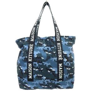 Maison Kitsuné イーストパック トートバッグ ショルダーバッグ ナイロン ブルーカモフラ