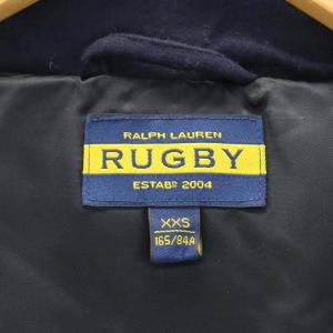 RUGBY RALPH LAUREN ワッペン装飾ダウンベスト ジャケット アウター 金ボタン 総裏地 ウール カシミヤ混 XXS 紺 ネイビー