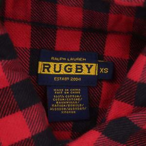 RUGBY RALPH LAUREN チェック柄 シャツワンピース ひざ丈 長袖 XS 赤 黒 レッド ブラック