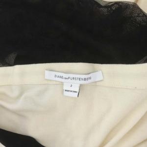 DIANE von FURSTENBERG バックレース ラップワンピース 膝丈 長袖 2 アイボリー ブラック 黒